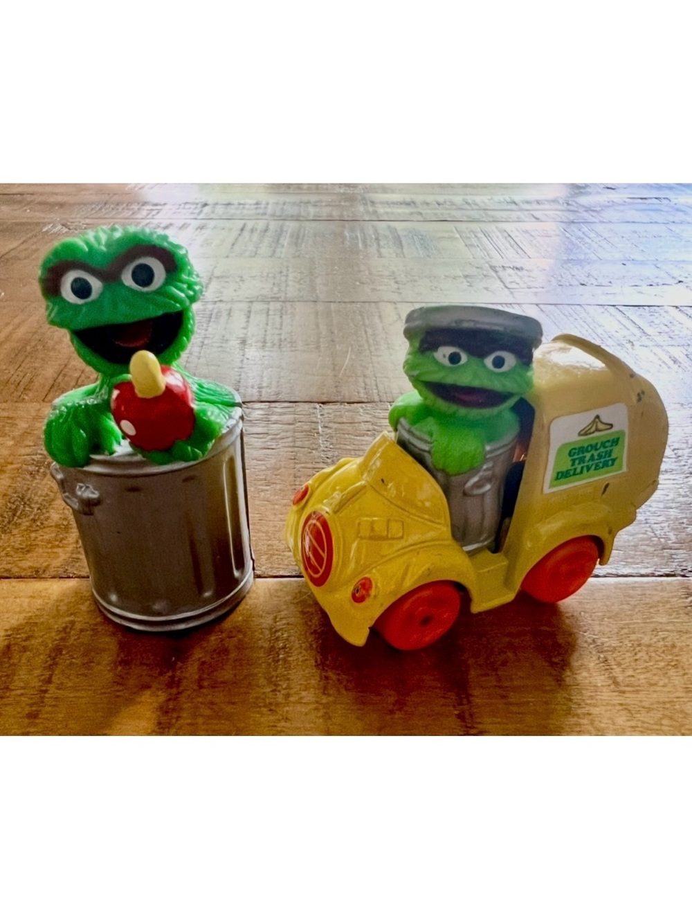 Vintage Sesame Street Oscar the Grouch 1982 Diecast Truck & 1998 PCV Grouch